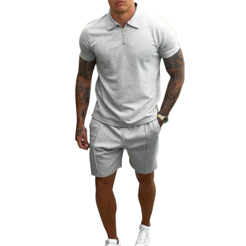 Men's Casual Short-sleeved Slim Shorts Suit